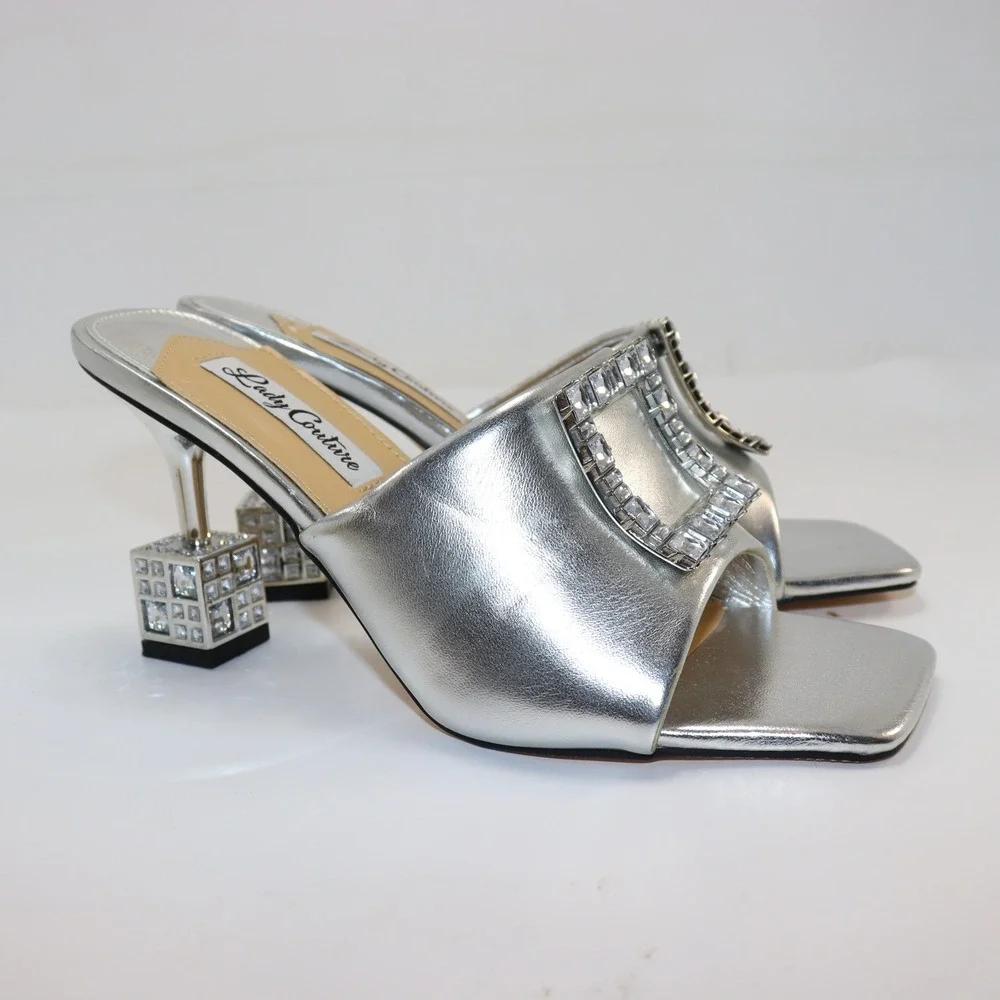 Lady Couture Casino Sandals 9 Silver Womens Glam Party Heels